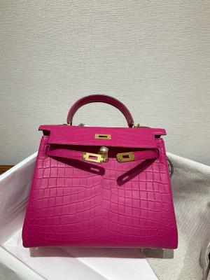 wholesale quality hermes kelly 25 matte niloticus crocodile j5 rose scheherazade ghw